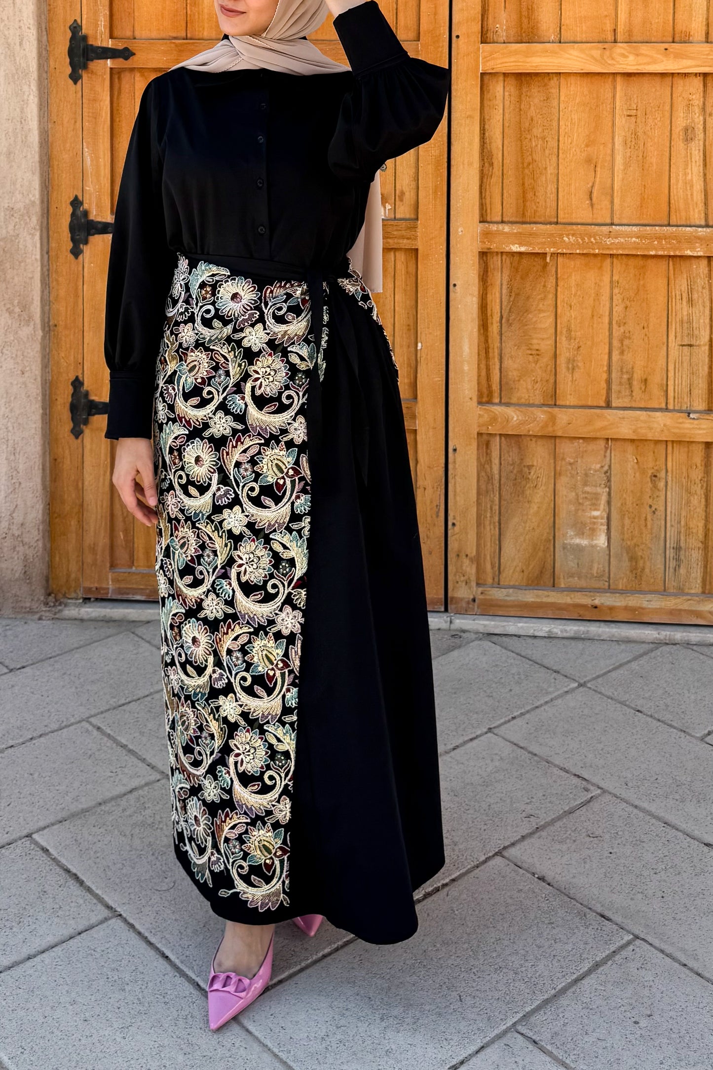 Embroidered Overlay Dress