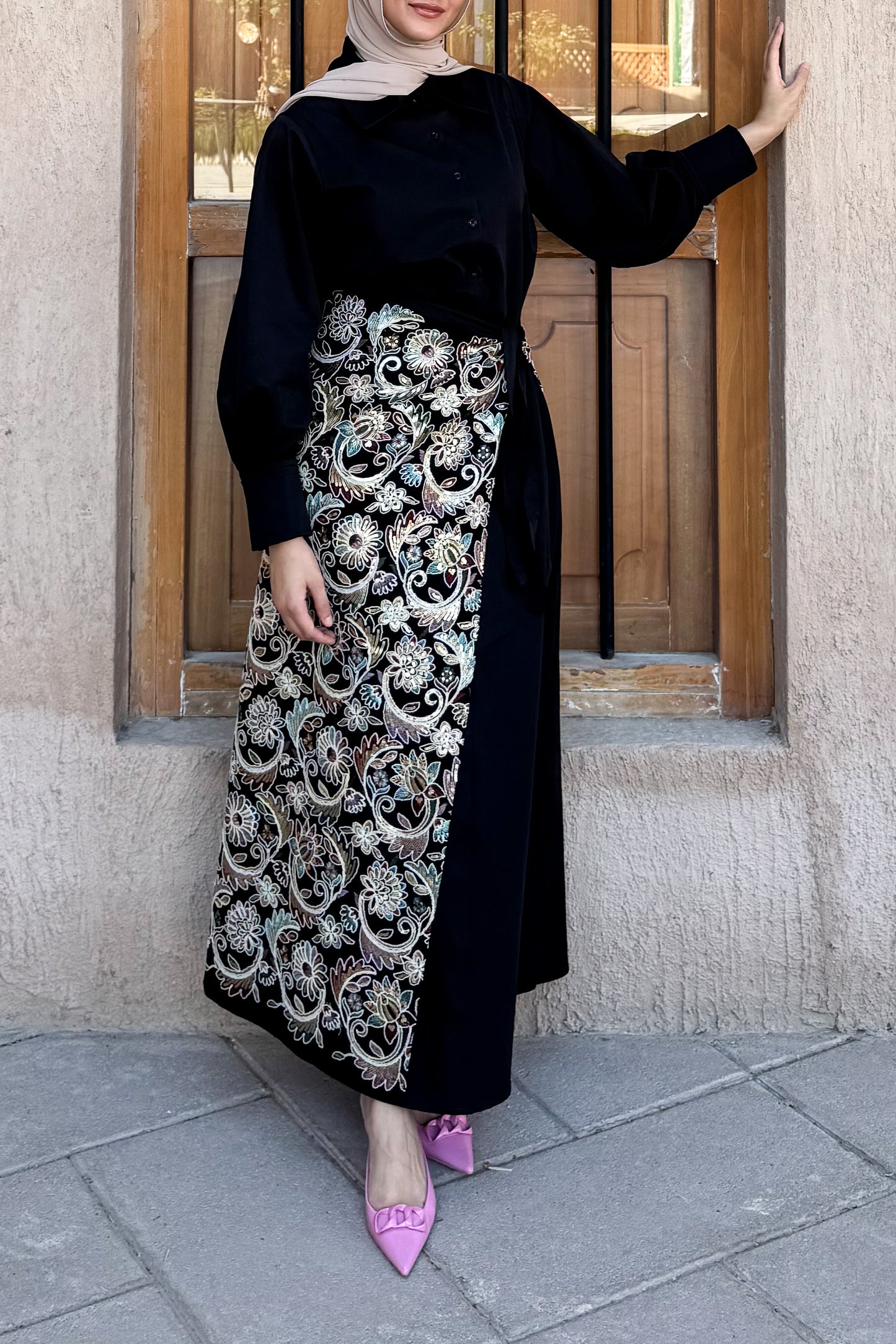 Embroidered Overlay Dress