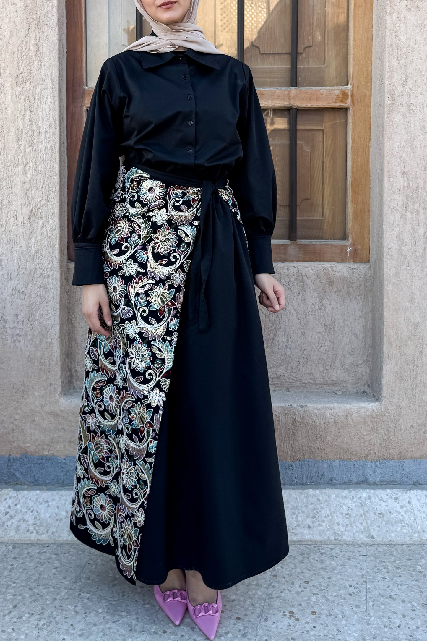 Embroidered Overlay Dress