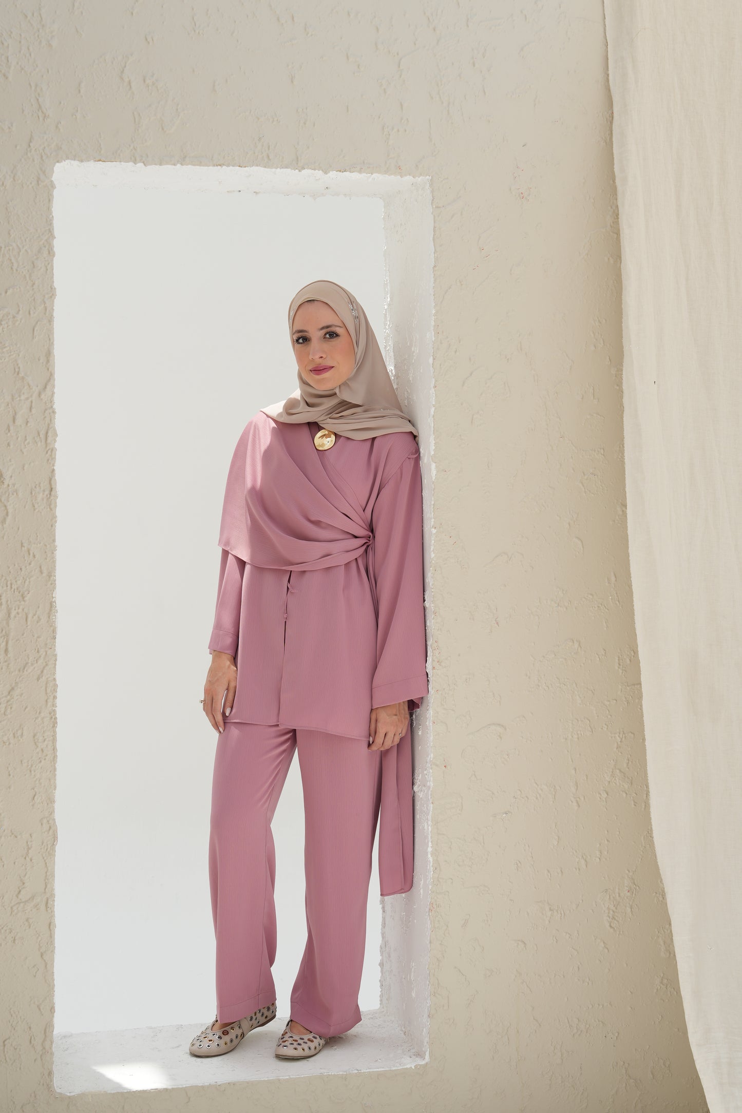 Scarf-Drape Co-ords - Pink