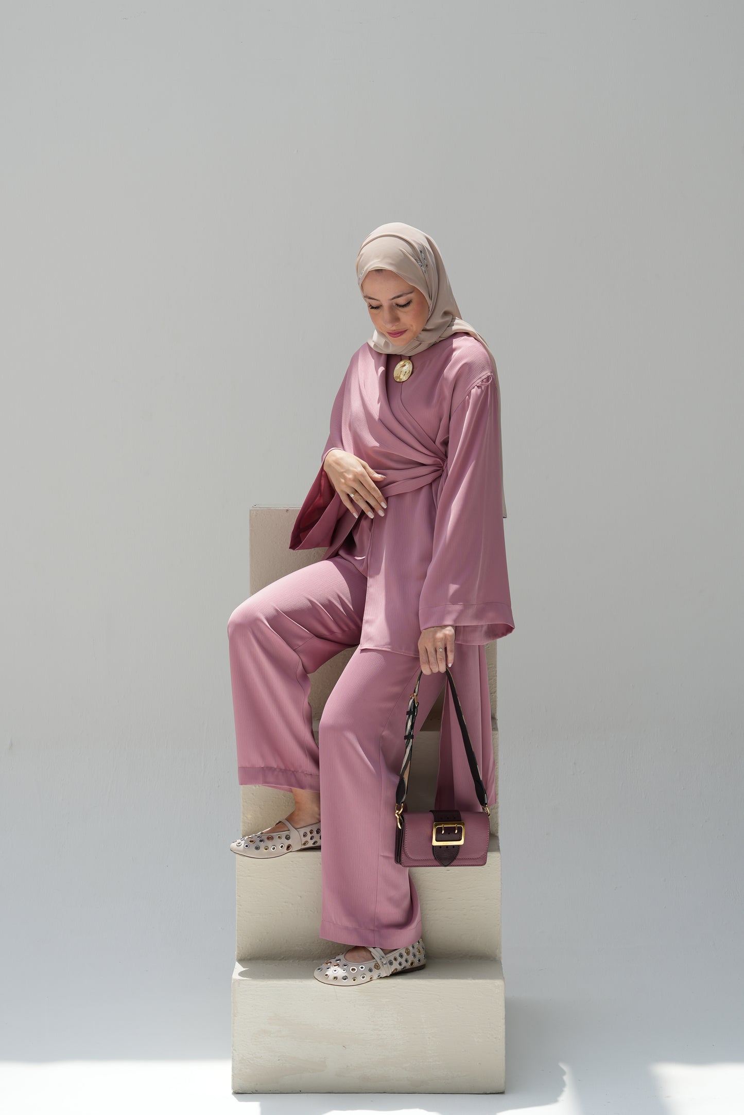 Scarf-Drape Co-ords - Pink