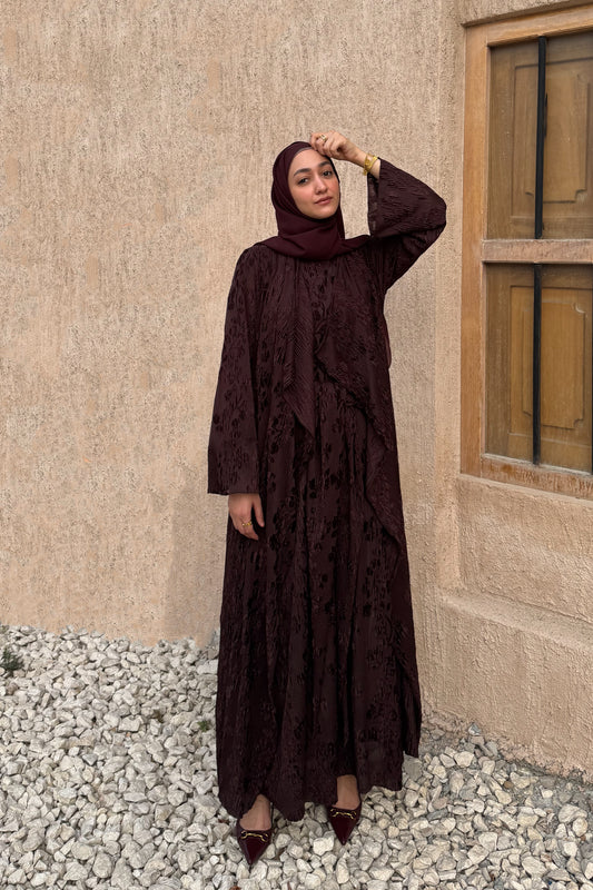Coordinated Velvet Abaya